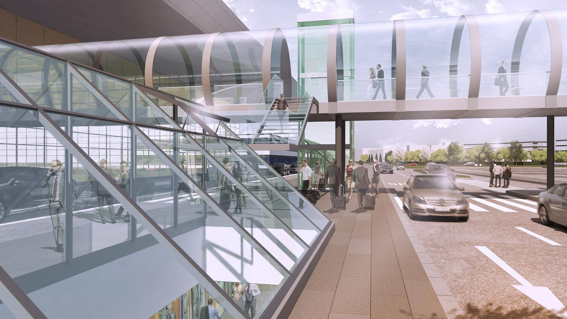En plus d'une connexion souterraine, une passerelle entre le Terminal A et le complexe de l'hôtel et du centre d'affaires fait également partie du projet.