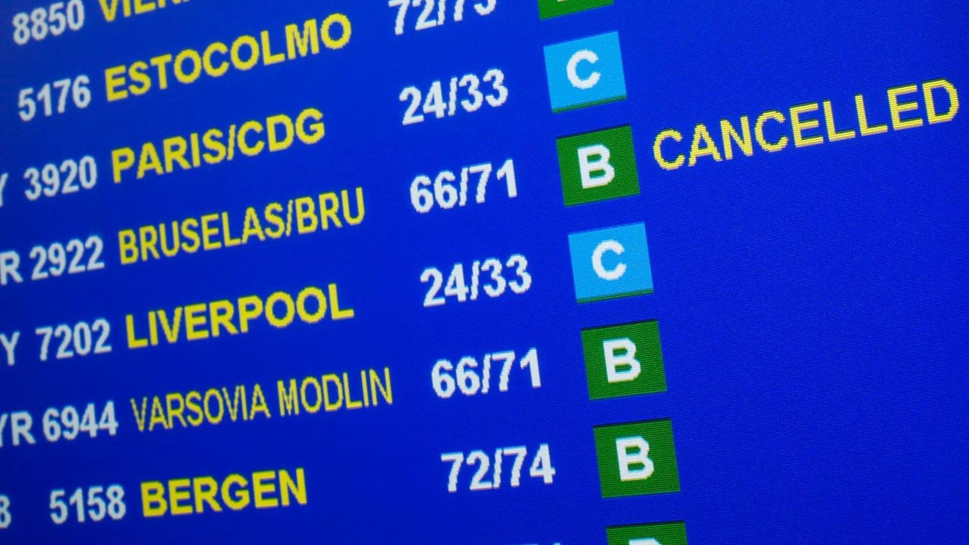 Tous les vols vers et depuis Bruxelles sont annulés.
