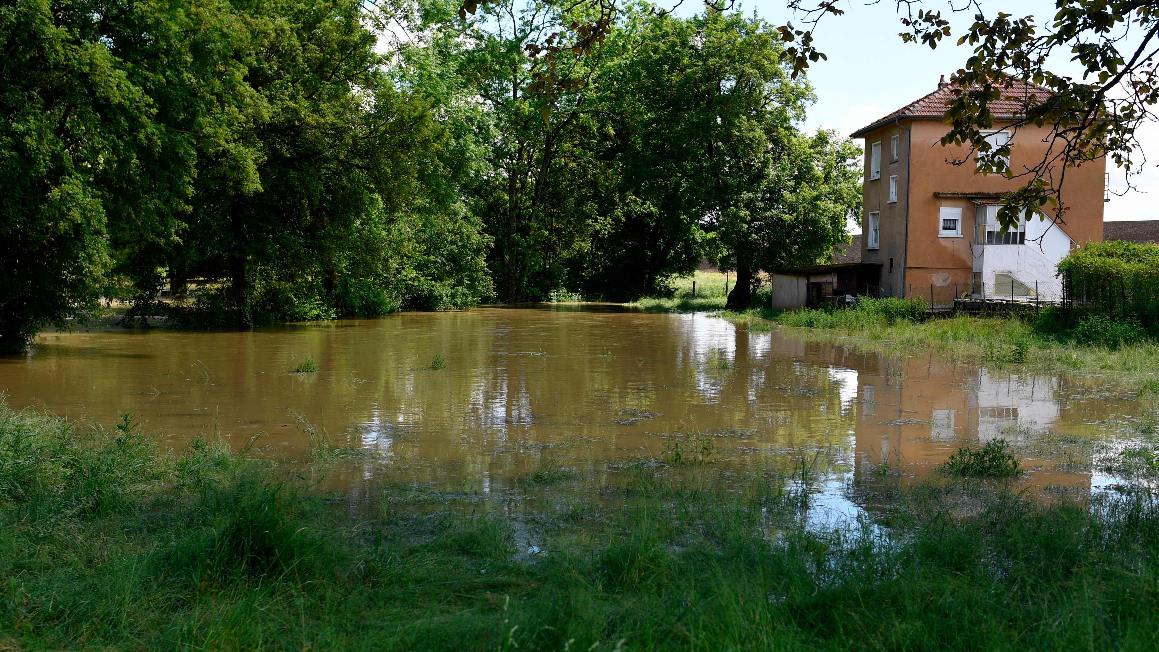 L’une des zones inondées à Crehange en Moselle-est, le 18 mai 2024. 