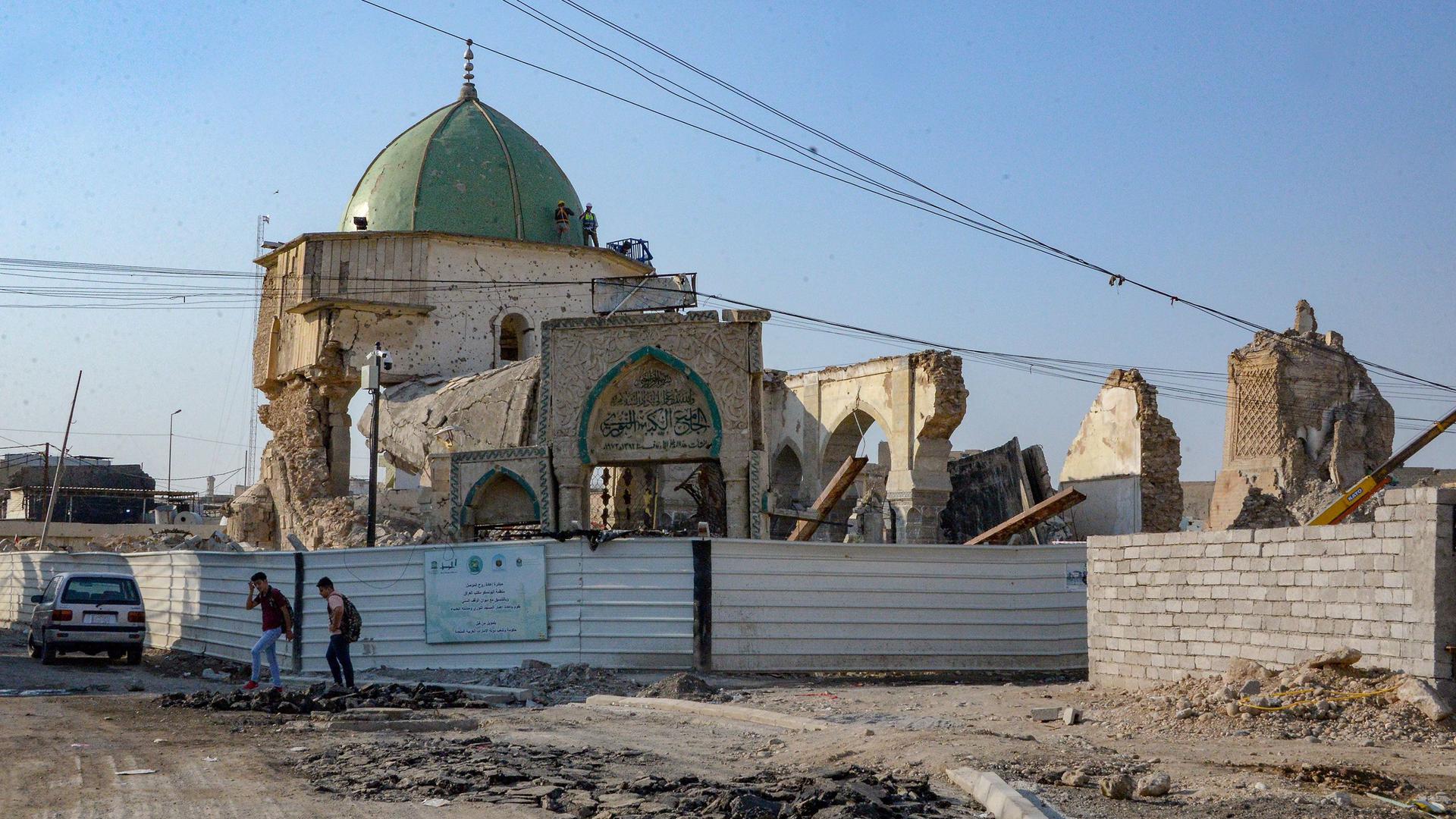 La mosquée Al-Nuri de Mossoul, où Abu Bakr al-Baghdadi s'est adressé à ses fidèles peu de temps avant la libération de la région en 2017