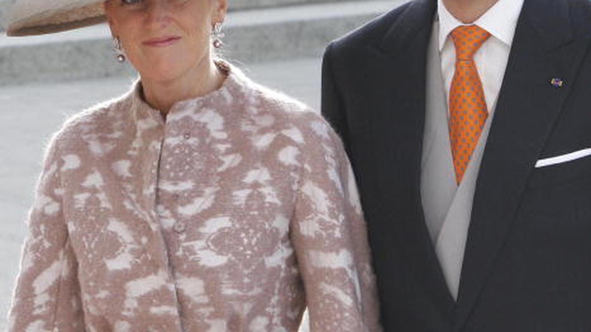 La princesse Astrid et son mari le prince Lorenz de Belgique lors du mariage du prince Guillaume et de la princesse Stéphanie de Luxembourg.