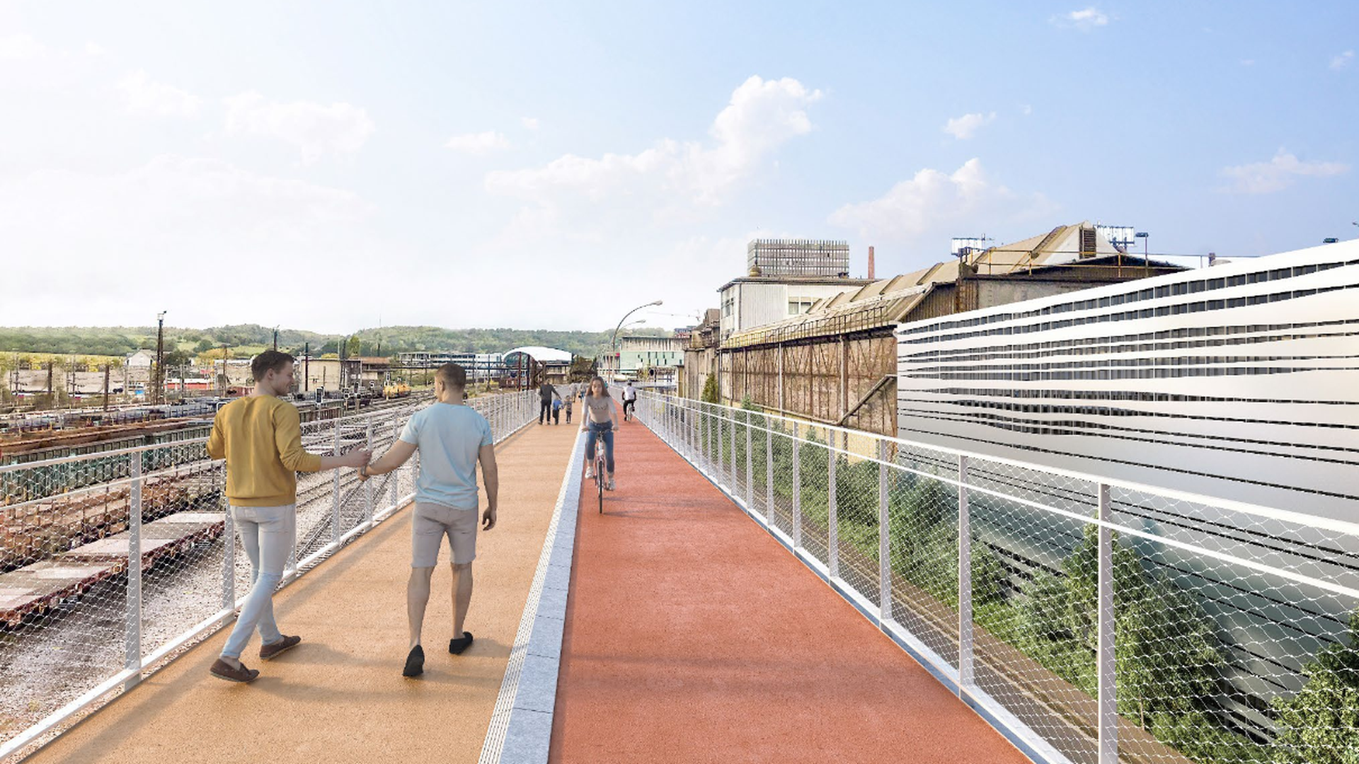 La passerelle du tronçon express reliant Esch-sur-Alzette à Belval  sera construite à 7,50 mètres au-dessus du sol et fera 4,50 mètres de large. 