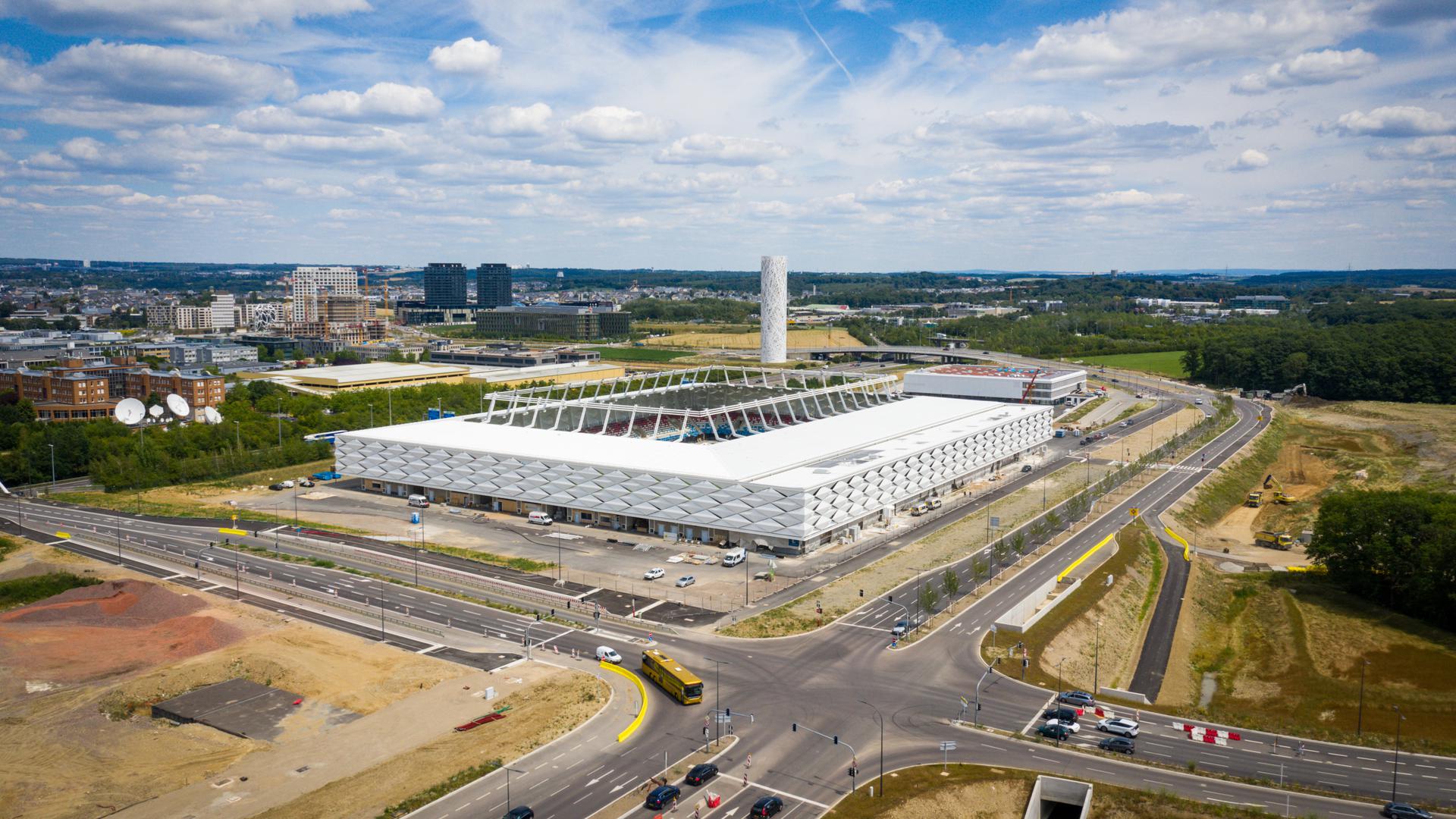 L'avancement des travaux du stade national à la mi-juillet 2020.