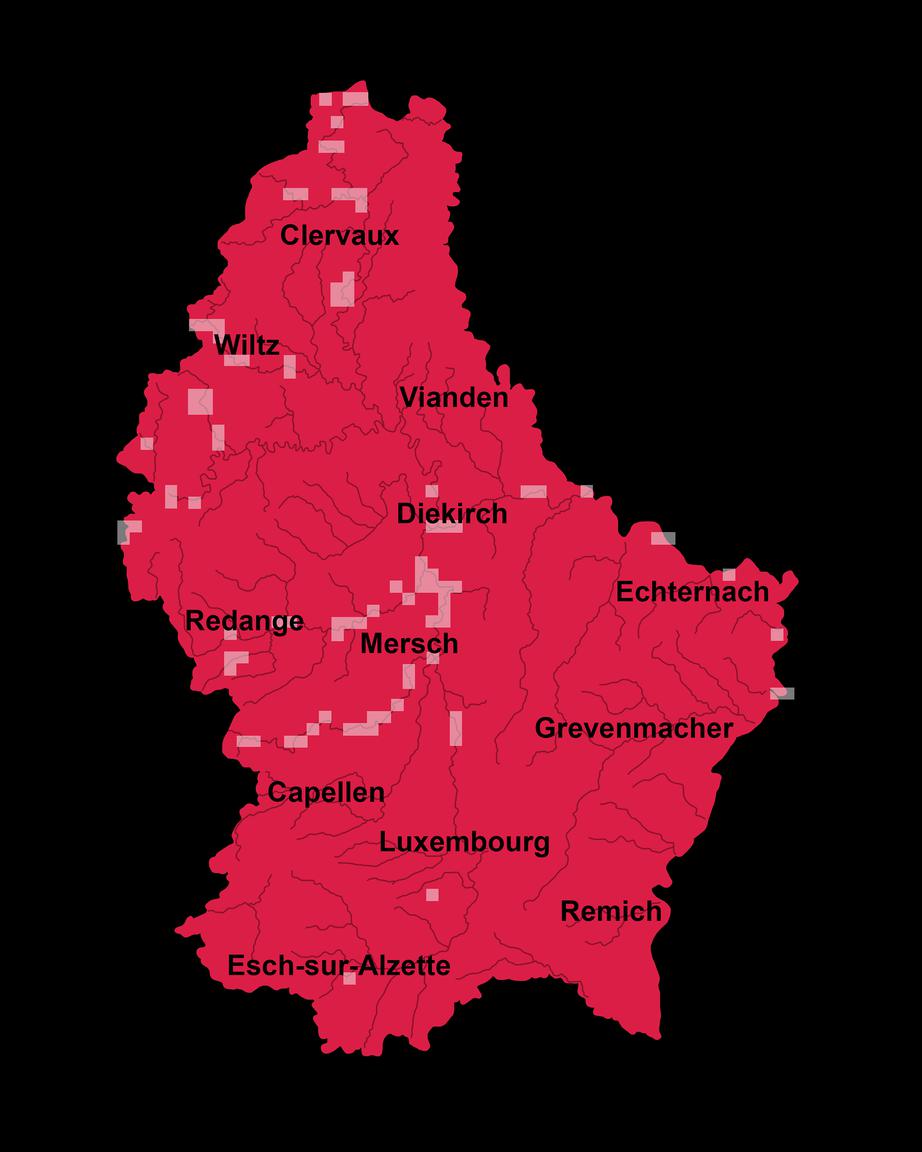 Le Luxembourg compte environ 80 sites d'habitat du castor.