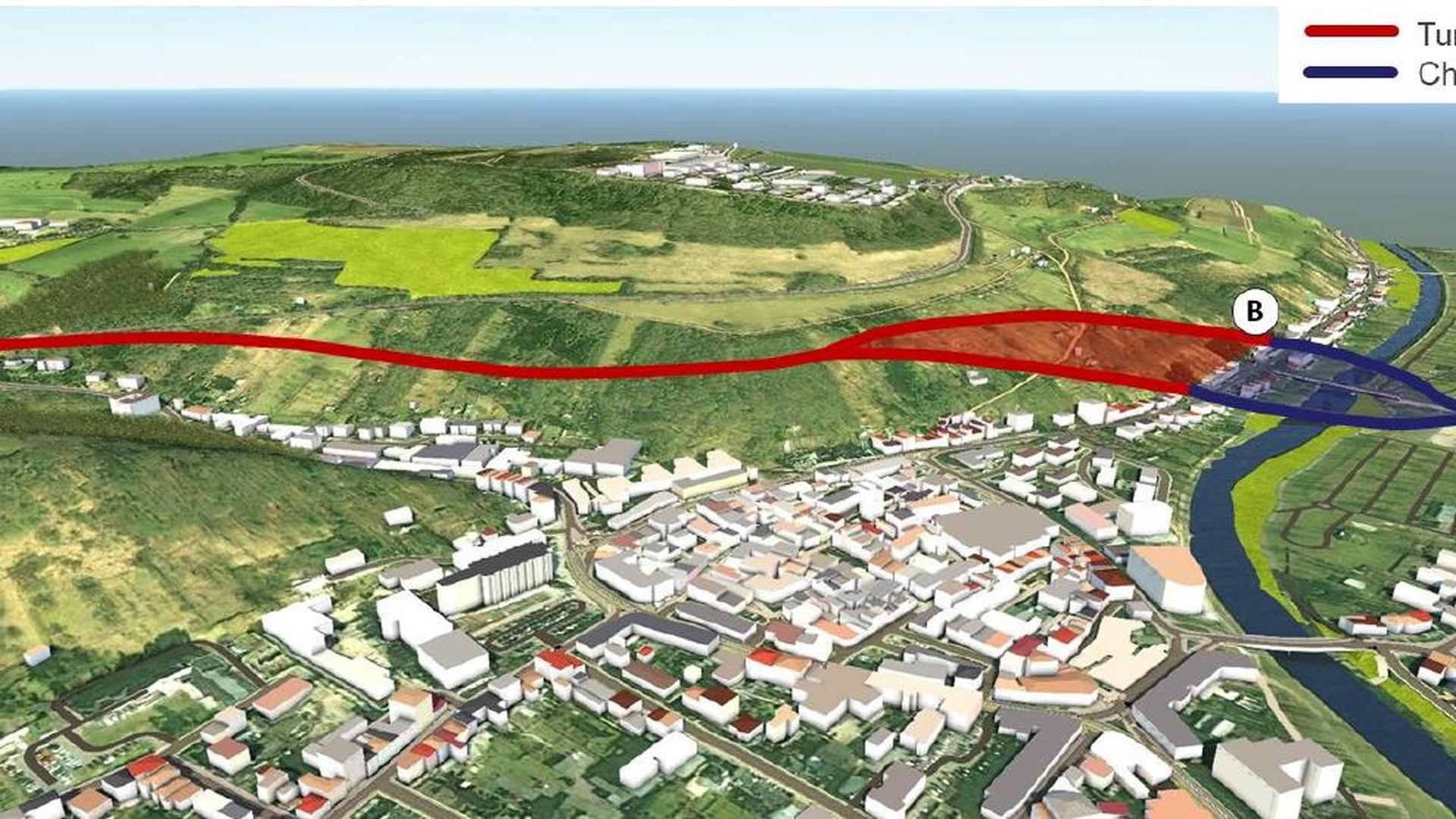 Le contournement de Diekirch reliera par un tunnel la N7 depuis le «Bamerdall» à la N17 au niveau de rue Clairefontaine, puis enjambera la Sûre par un nouveau pont pour aboutir au rond-point de la rue Merten et de la route de Gilsdorf.