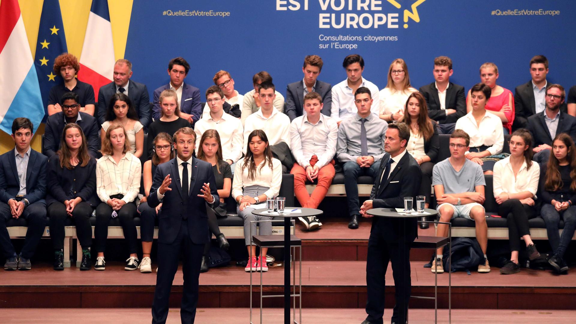 Consultations Citoyennes sur L'Europe avec Emmanuel Macron et Xavier Bettel.