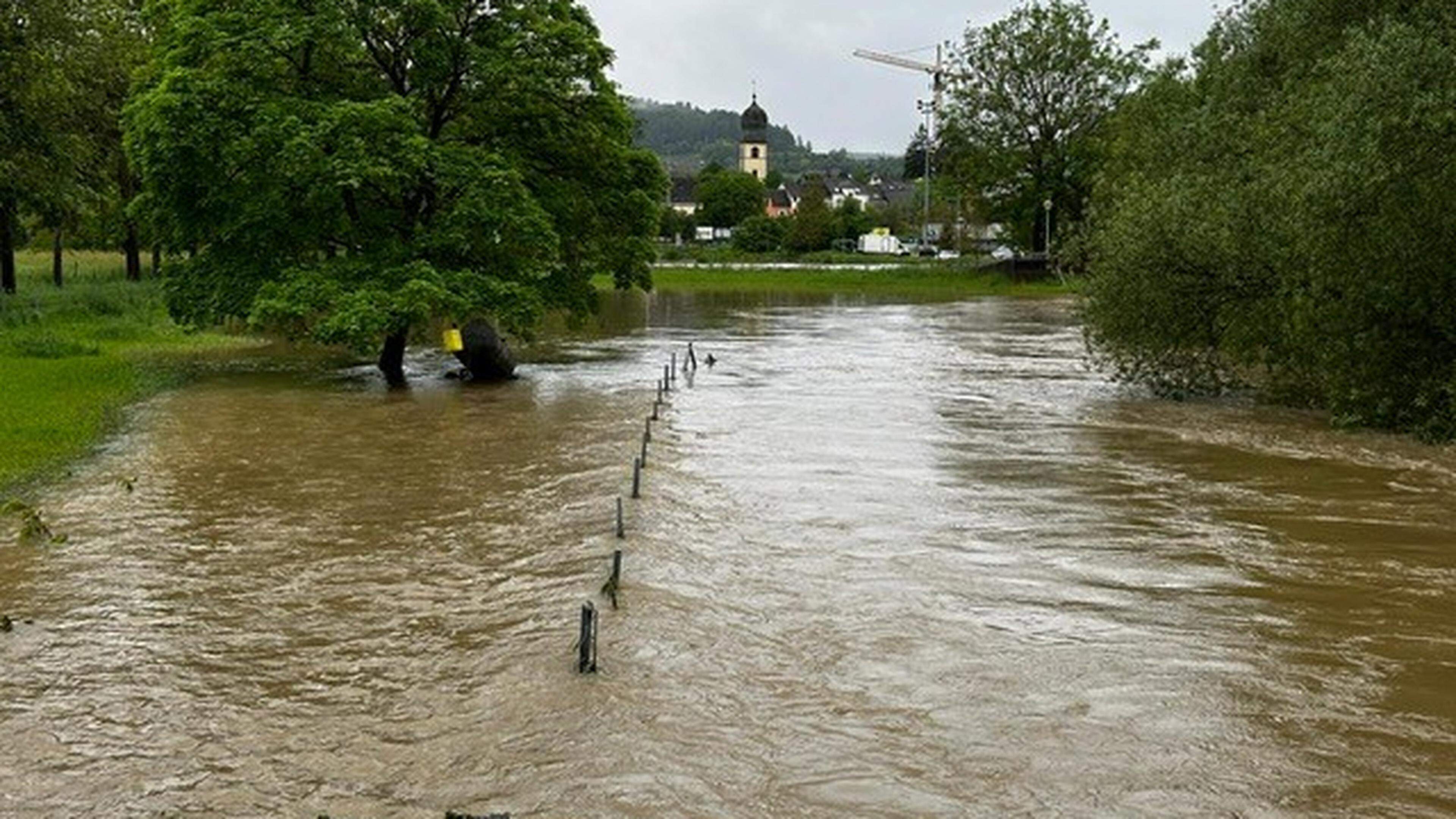 La situation des inondations samedi matin dans le parc de Mersch.