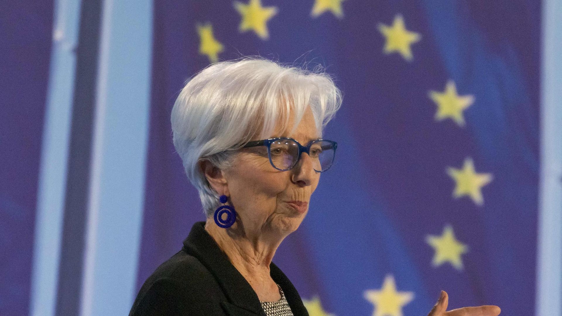 European Central Bank (ECB) President Christine Lagarde addresses a press conference on the eurozone's monetary policy in Frankfurt am Main, western Germany on May 4, 2023. (Photo by ANDRE PAIN / AFP)