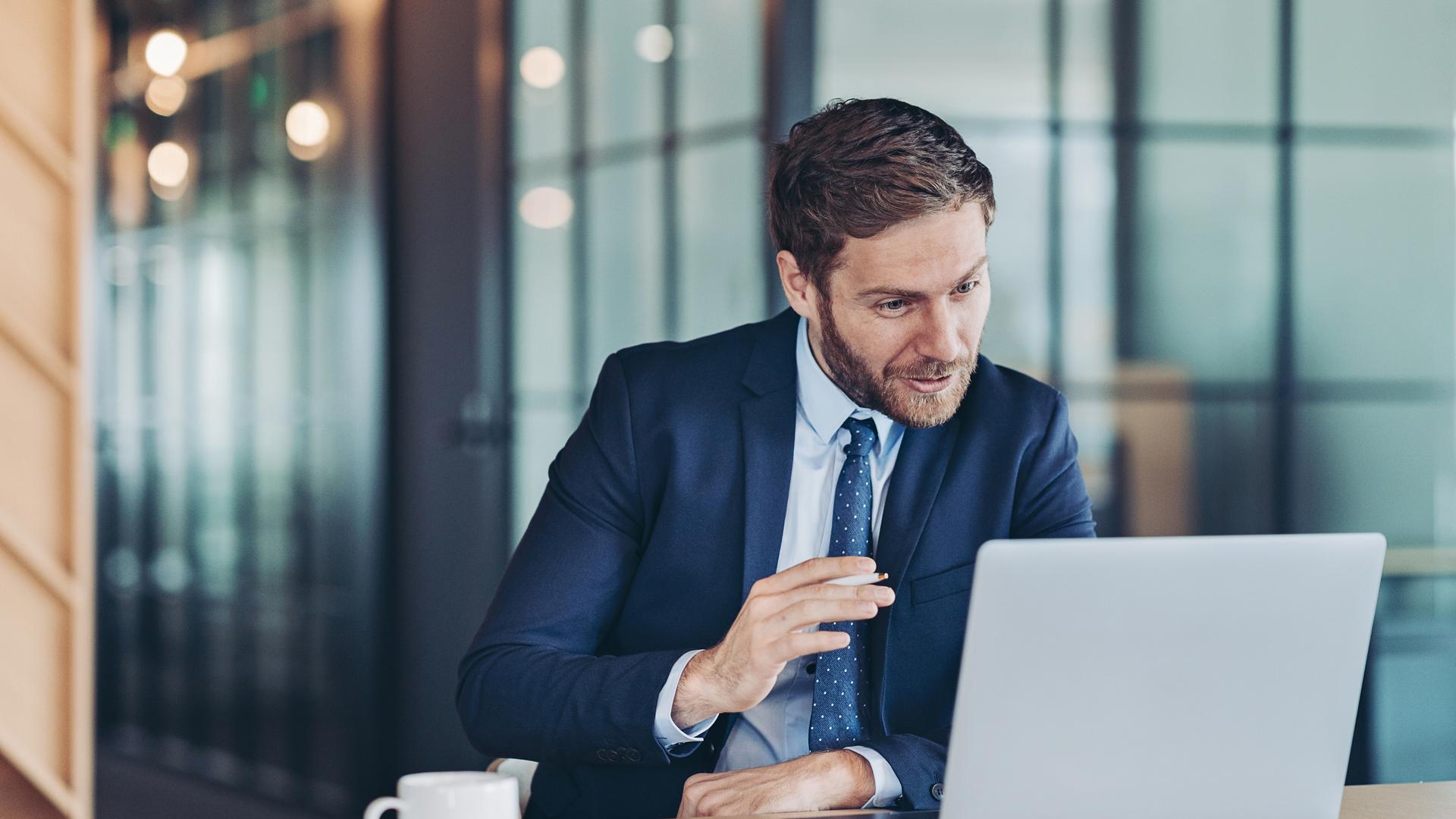 Businessman talking during video conference