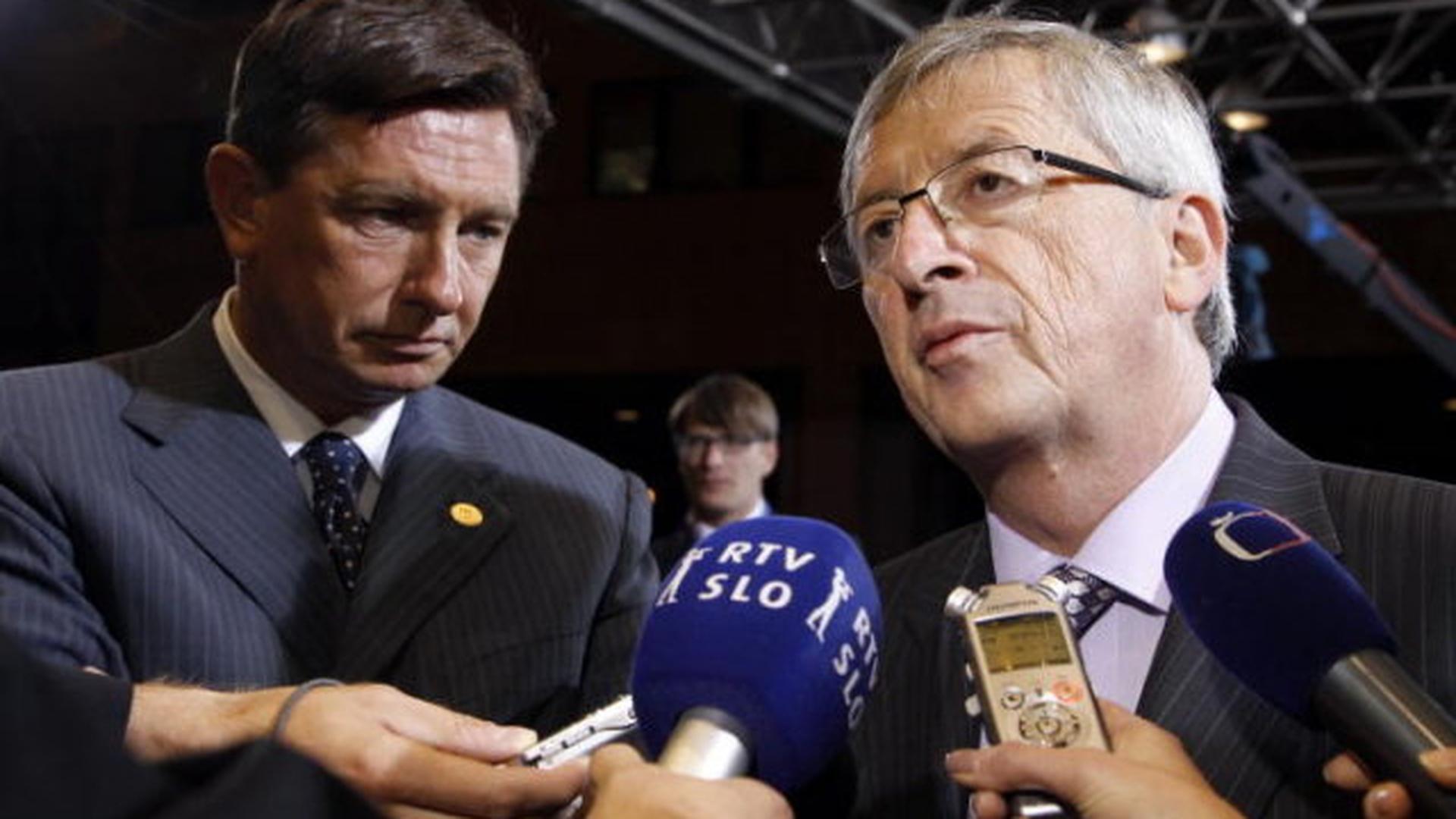 Jean-Claude Juncker en compagnie de son homologue slovène, Borut Tahor