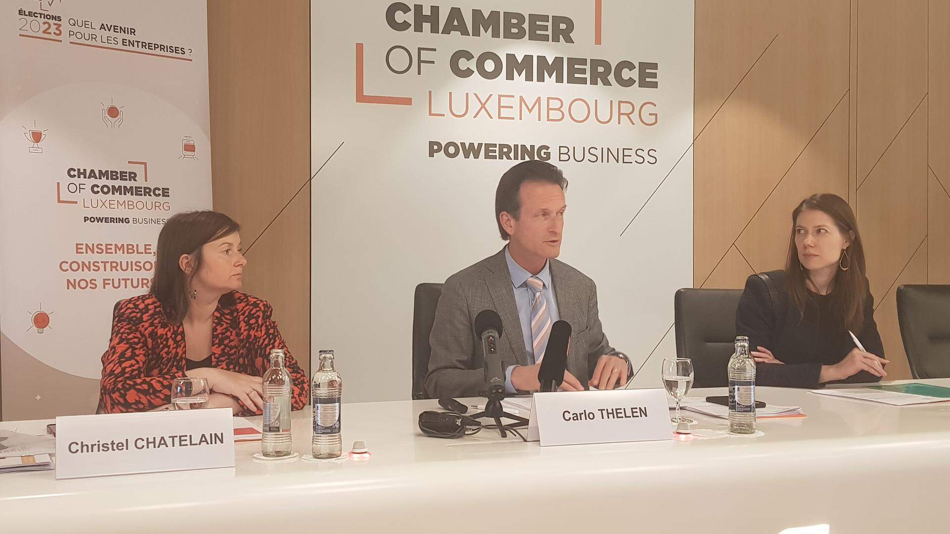 Christel Chatelain, directrice des affaires économiques, Carlo Thelen, directeur général de la Chambre de commerce, et Bérengère Beffort, responsable des relations publiques.